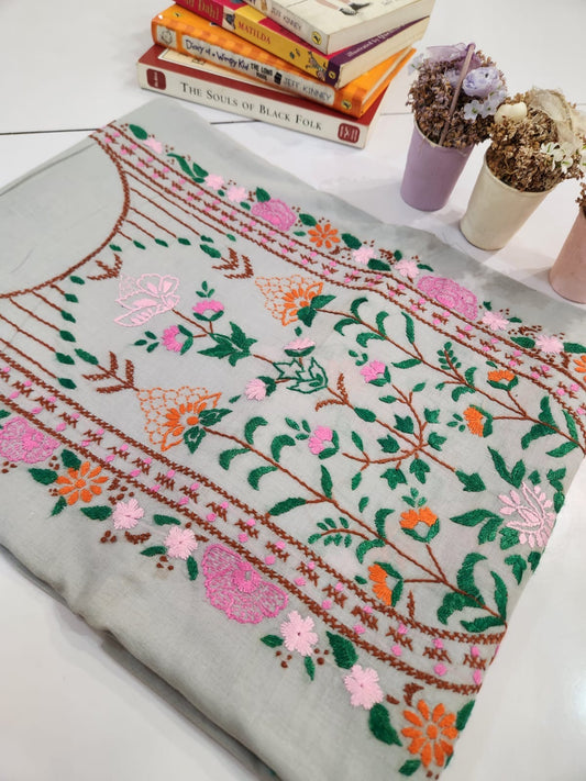 Premium quality lawn hand embroidered shirt