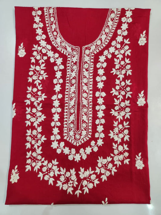 Budget friendly Hand Embroidered Red