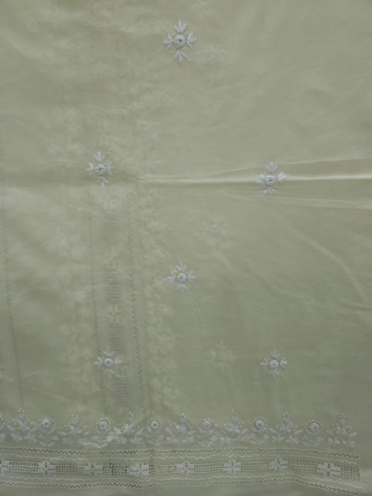 Light Lemon shade with white Tarkashi & embroidered shirt