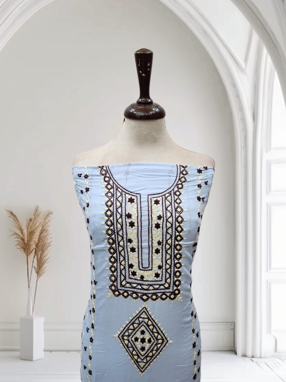 Hand embroidered lawn shirt