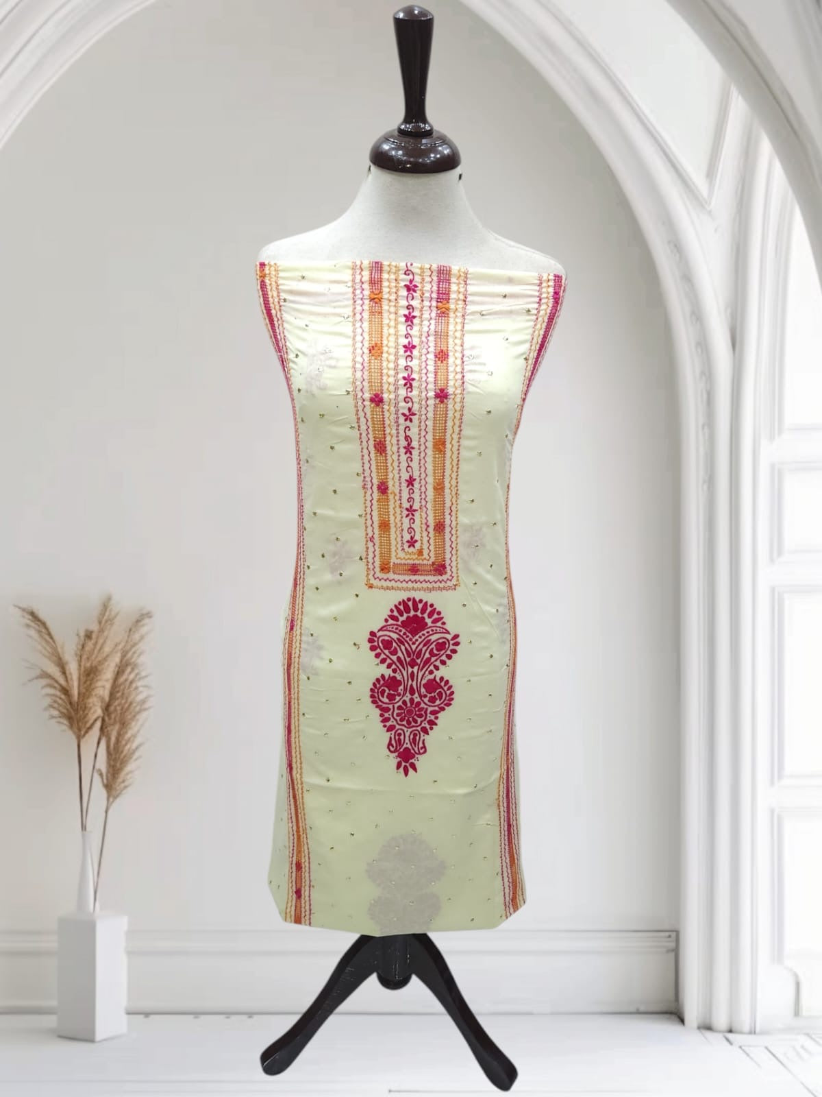 Lemon Tarkashi Mukesh Lawn Shirt
