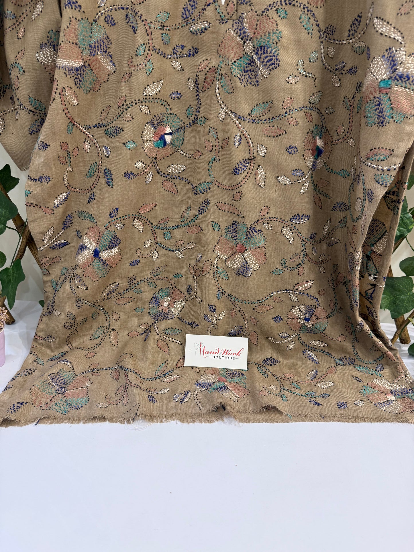 Heavy Embroidered Pashmina Kantha Kurta Size Large