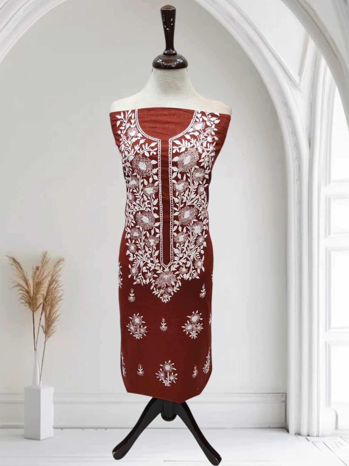 Kaccha tanka lawn hand embroidered shirt