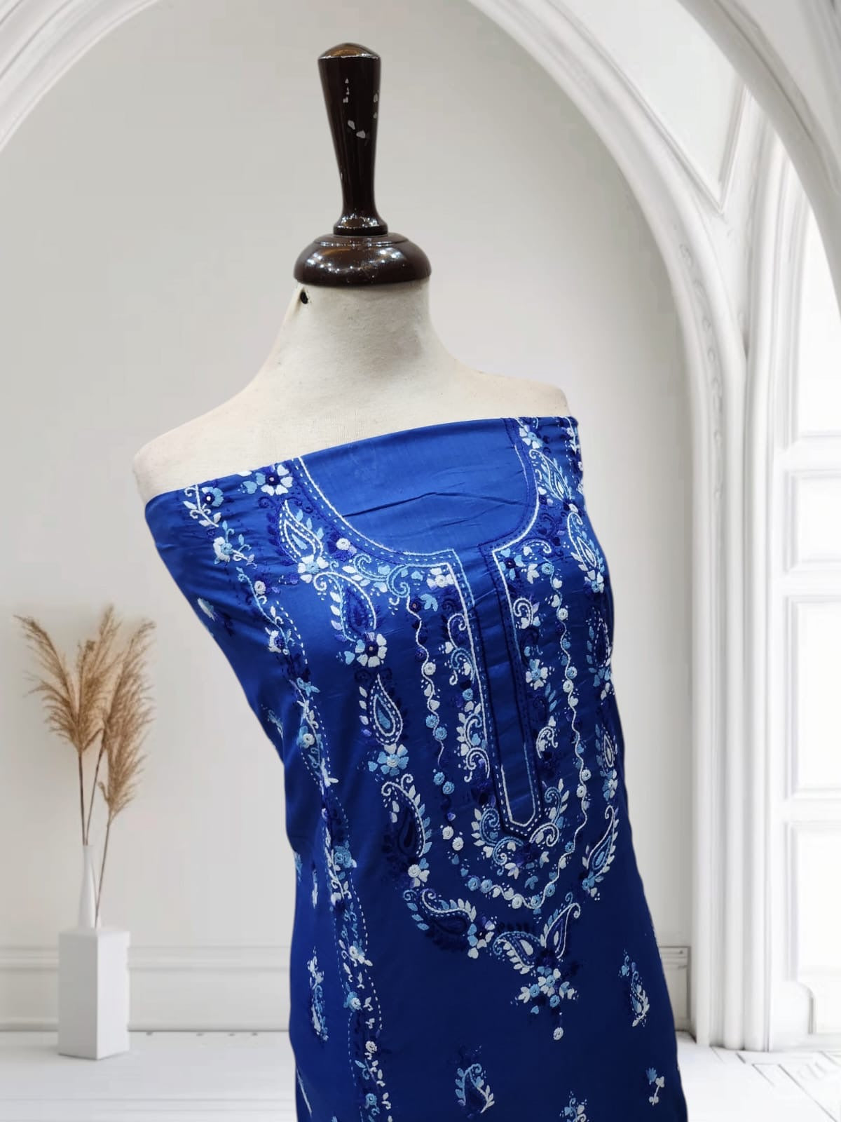 Most demanding shade lawn hand embroidered shirt