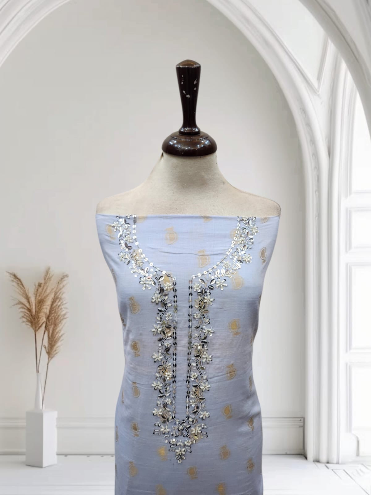 Jacquard adda work lawn shirt