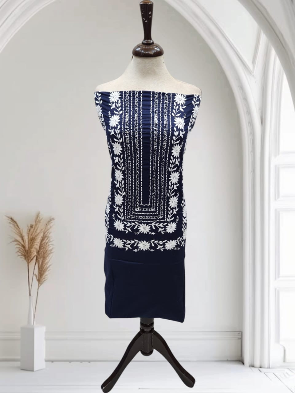 Navy Blue tarkashi lawn hand embroidered shirt