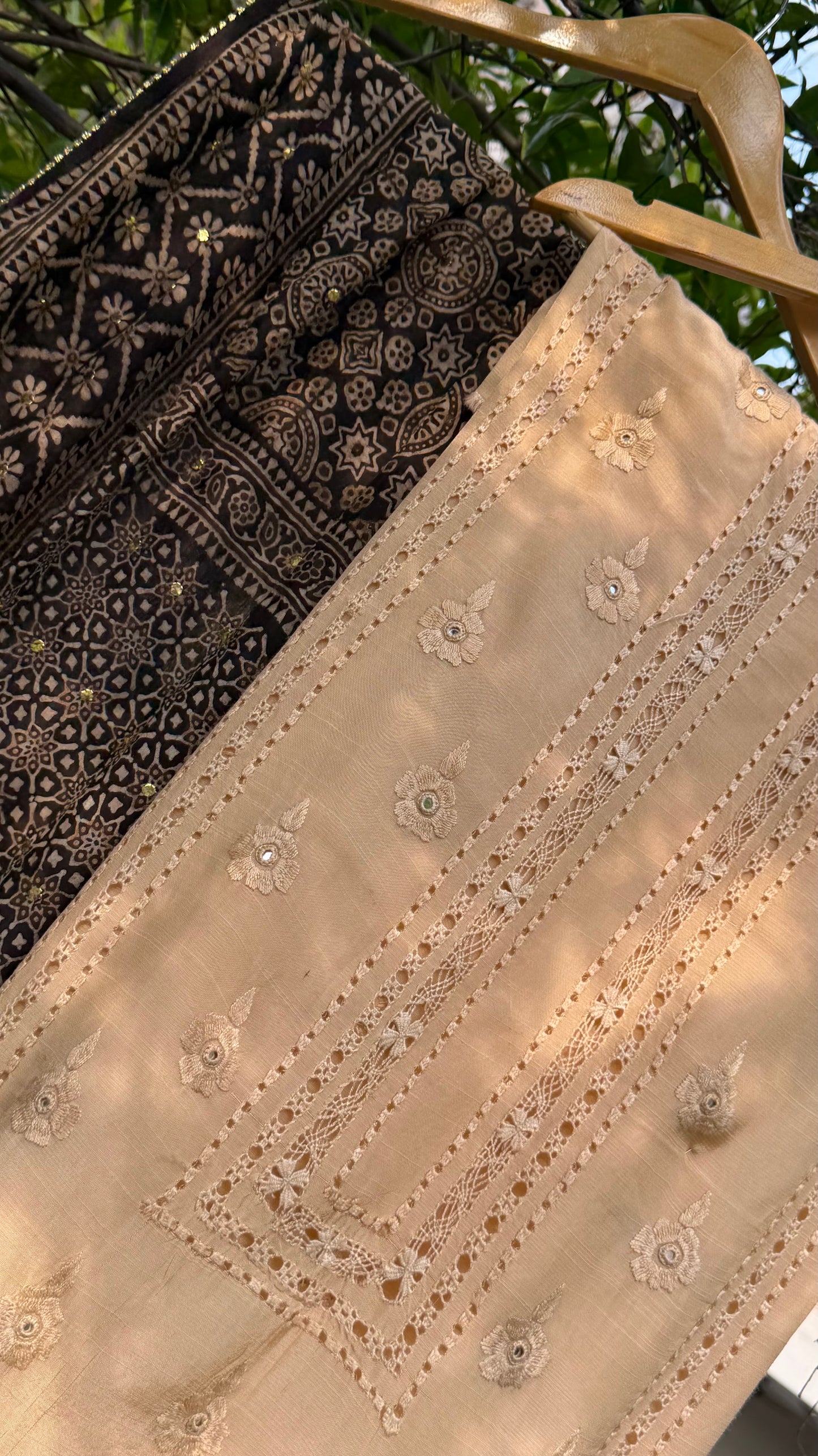 Raw silk with medium silk combination