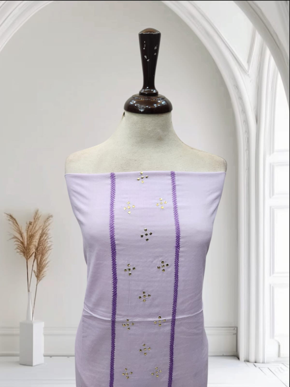 Lavender Tarkashi lawn mukesh shirt