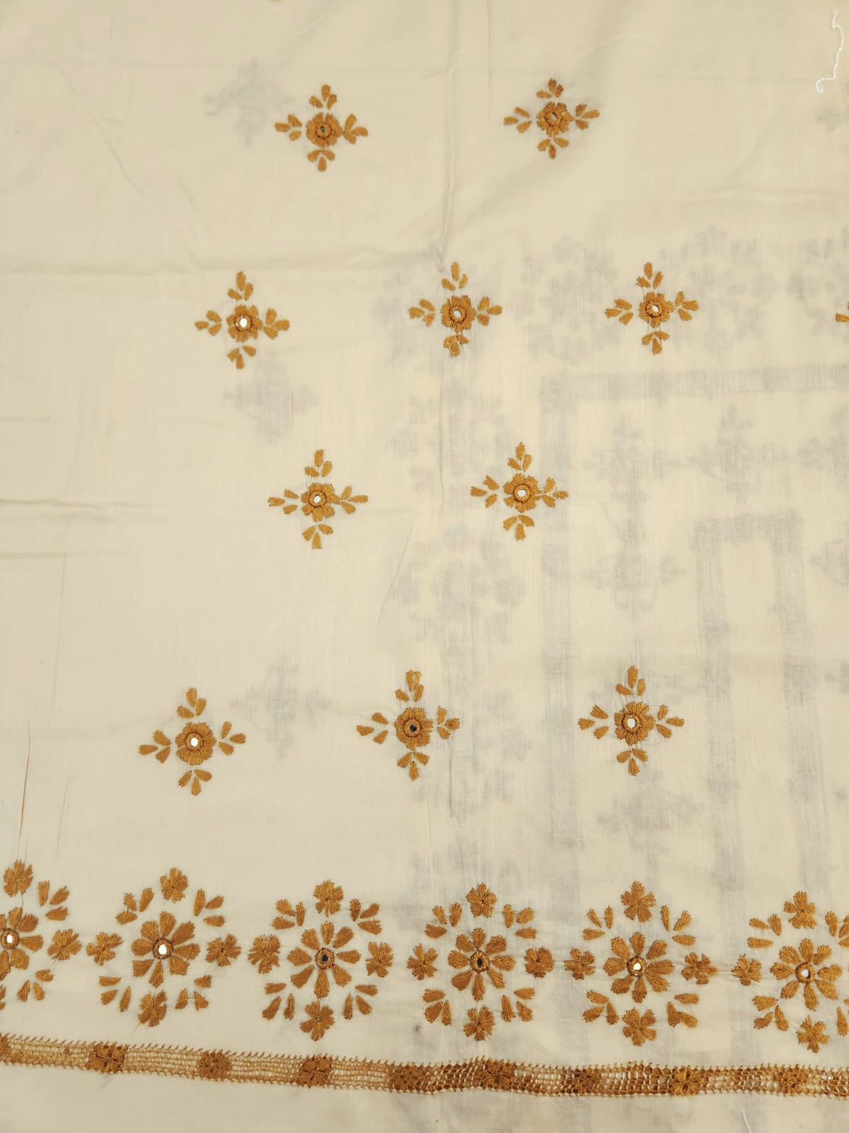 Camel Golden Brown Tarkashi lawn shirt