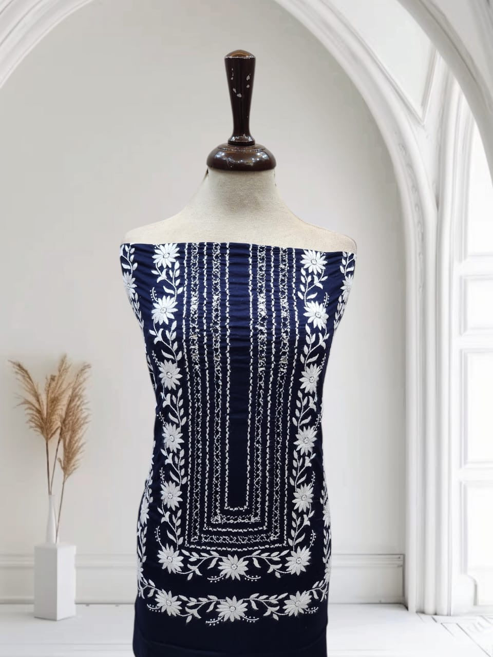 Navy Blue tarkashi lawn hand embroidered shirt