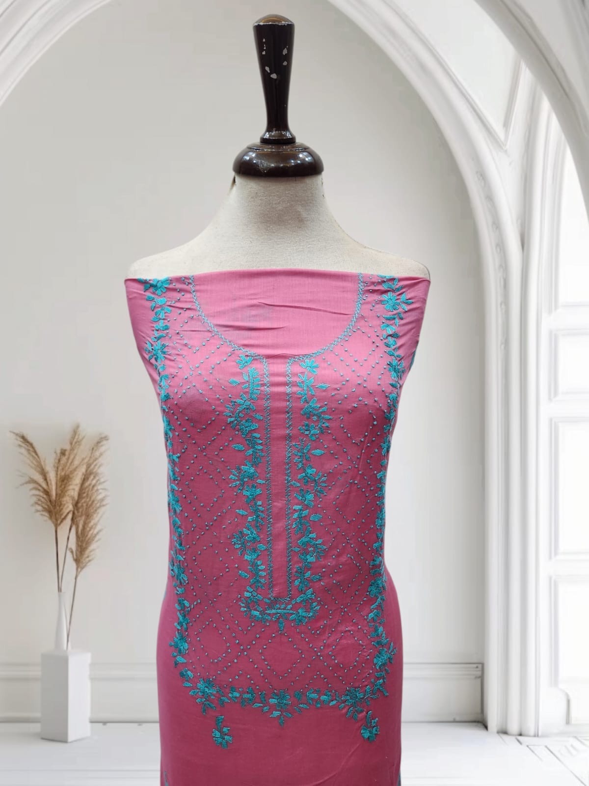 French knots lawn hand embroidered shirt
