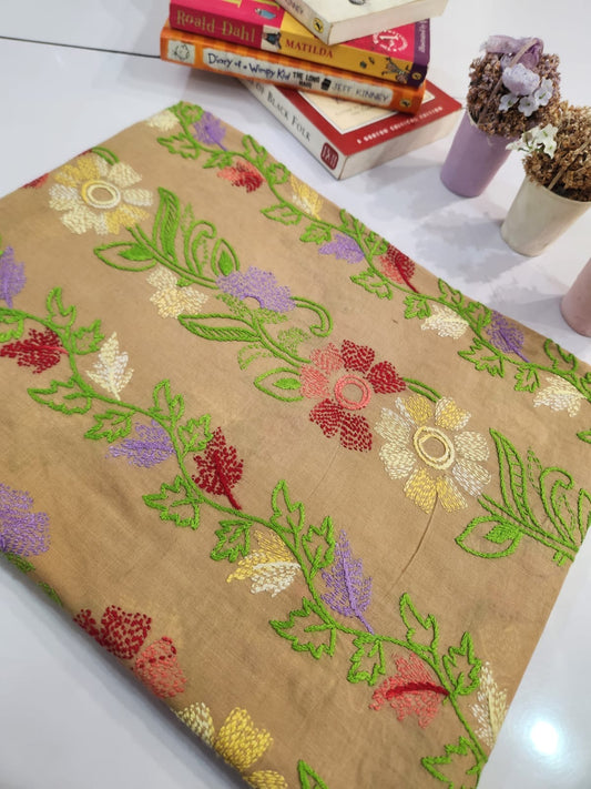 Kashmiri jaal hand embroidered lawn shirt