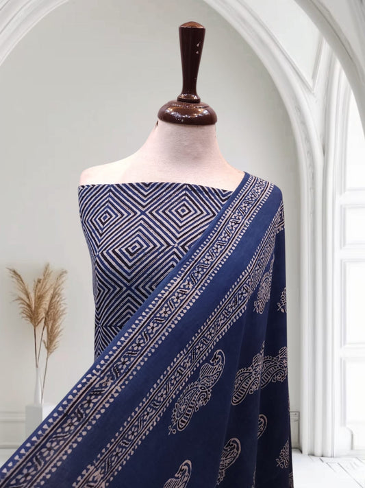 Indigo Geometrical Design lawn 2pc