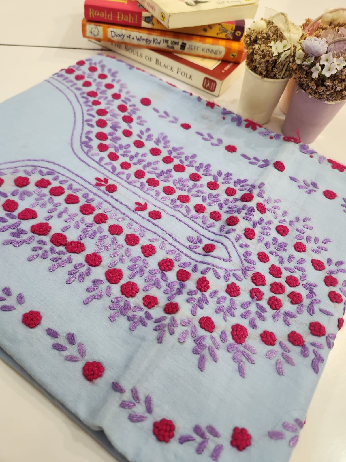 Hand embroidered lawn shirt