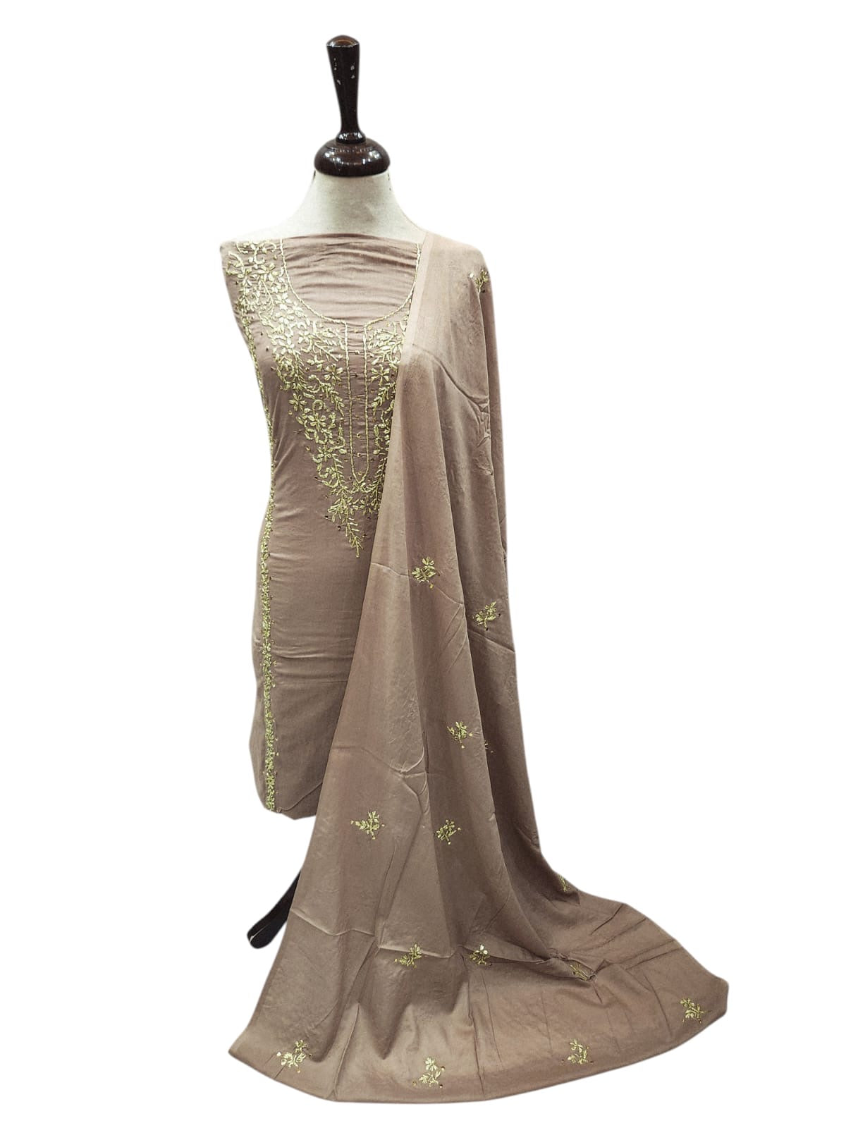 Pure Lawn Dull Mud shade Gota with Mukesh 2pc Sale