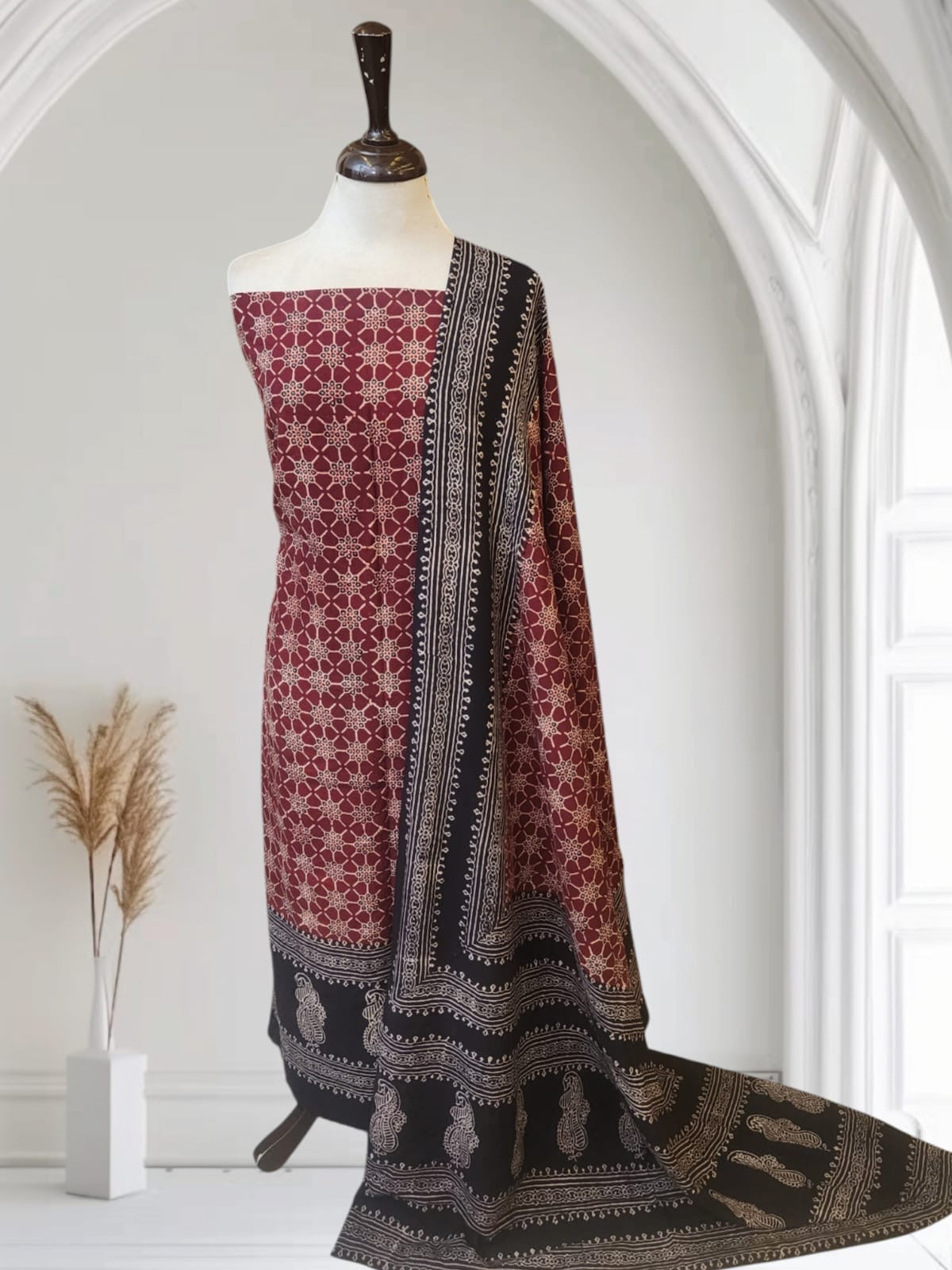Linen Natural dyed 2pc Shirt and Dupatta