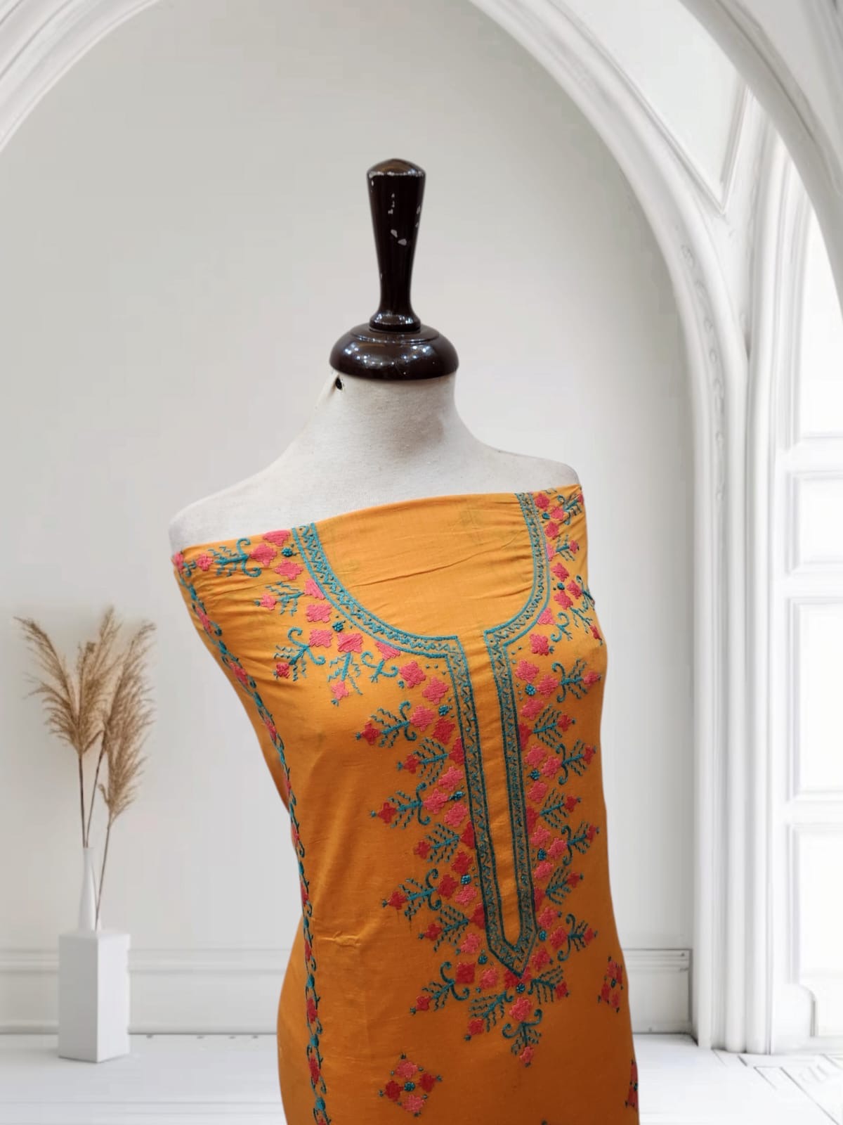Basanti shade gull e sitta lawn hand embroidered shirt
