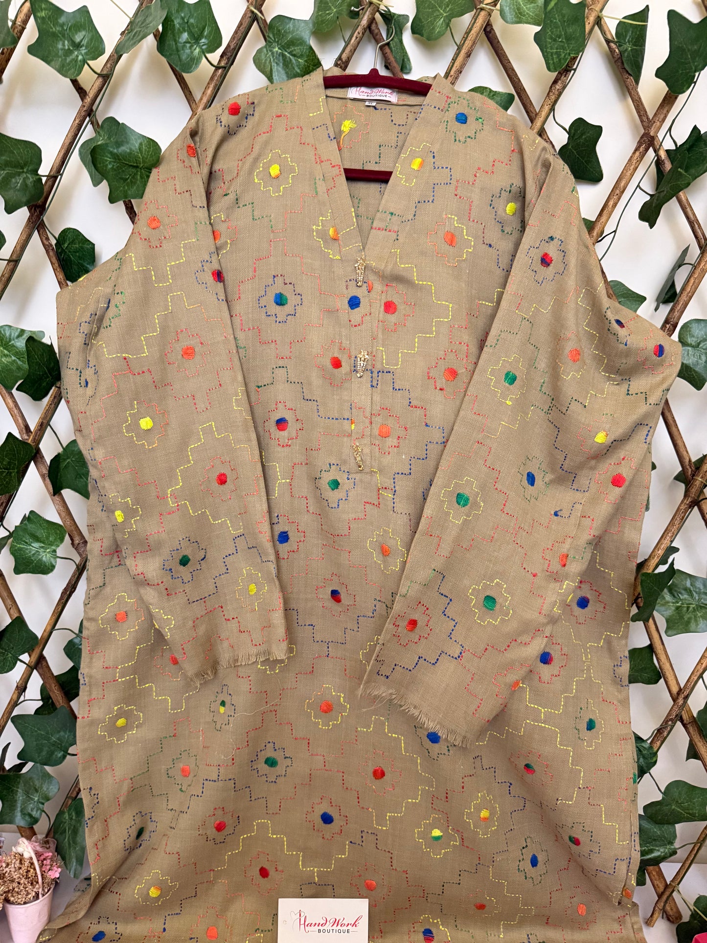 Pashmina kantha kurta size X-Large