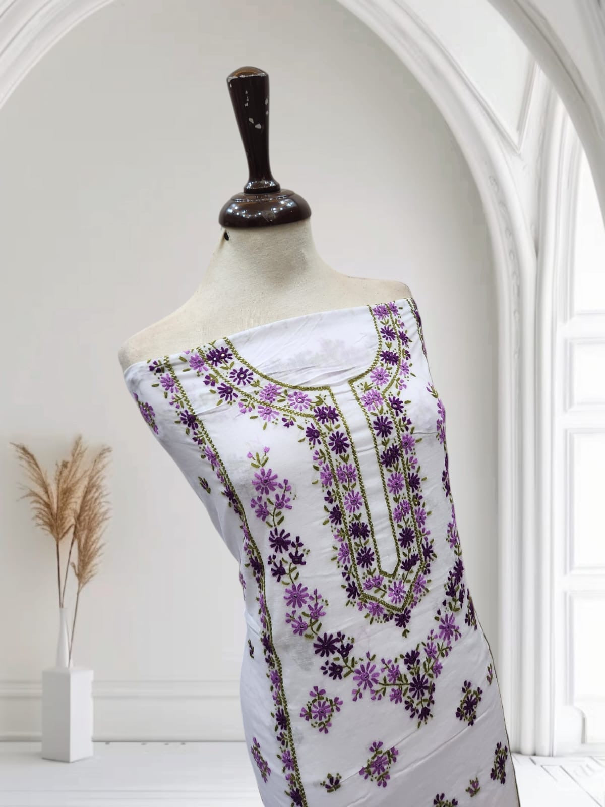 Pure lawn hand embroidered shirt