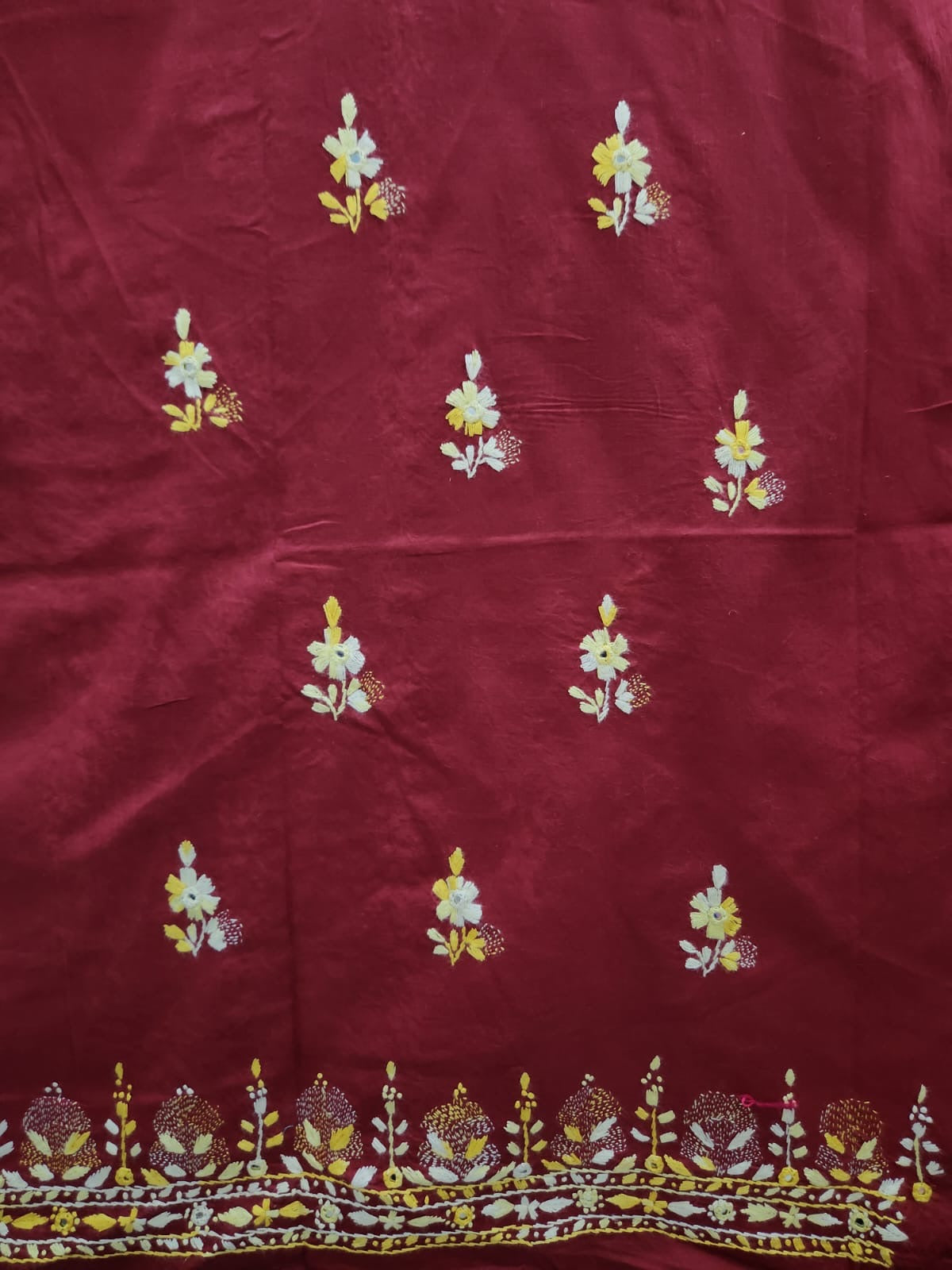 Beautiful combination lawn hand embroidered shirt