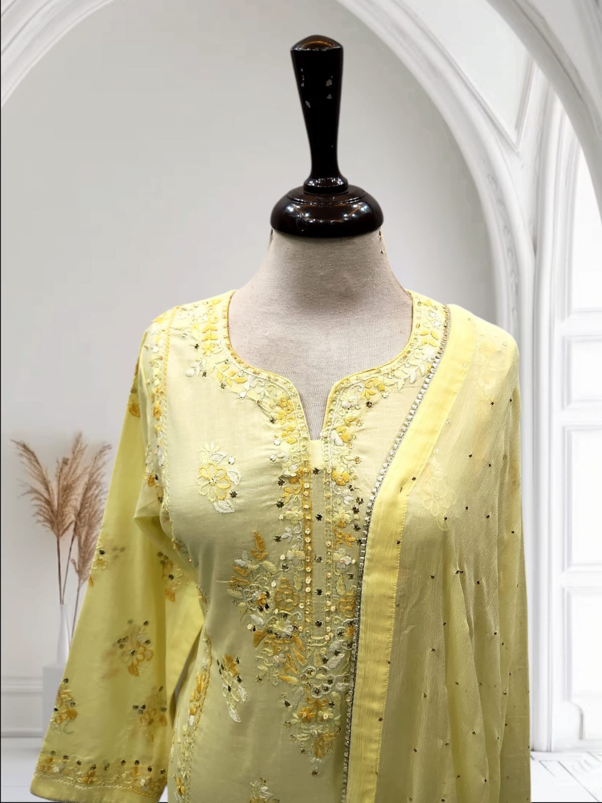 Lemon pure Lawn 2pc Stitched