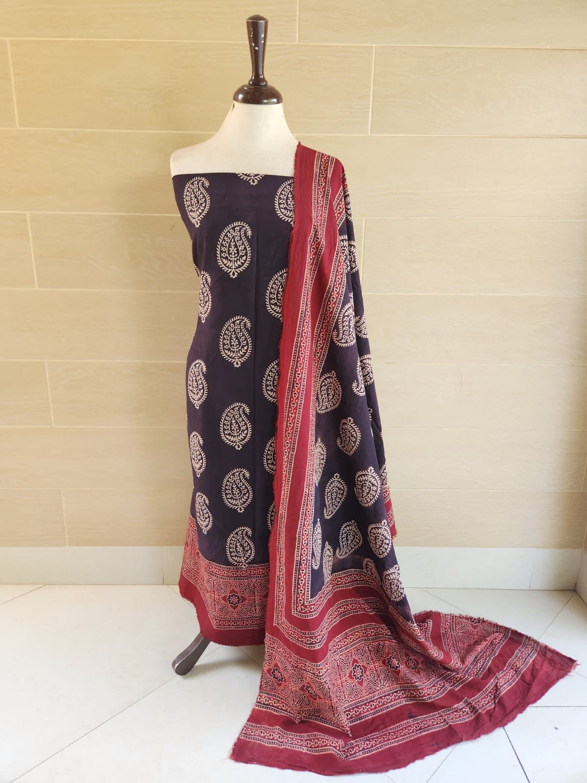 Lawn natural dyed shirt and dupatta