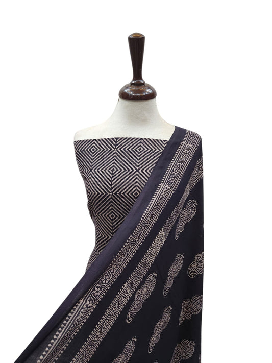 Black & beige geometric design lawn 2pc