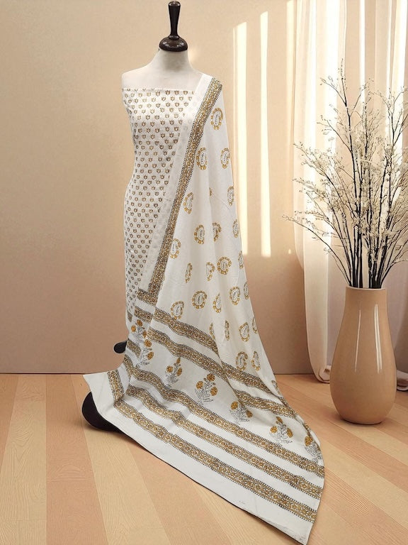 Block print lawn 2pc Mustard black