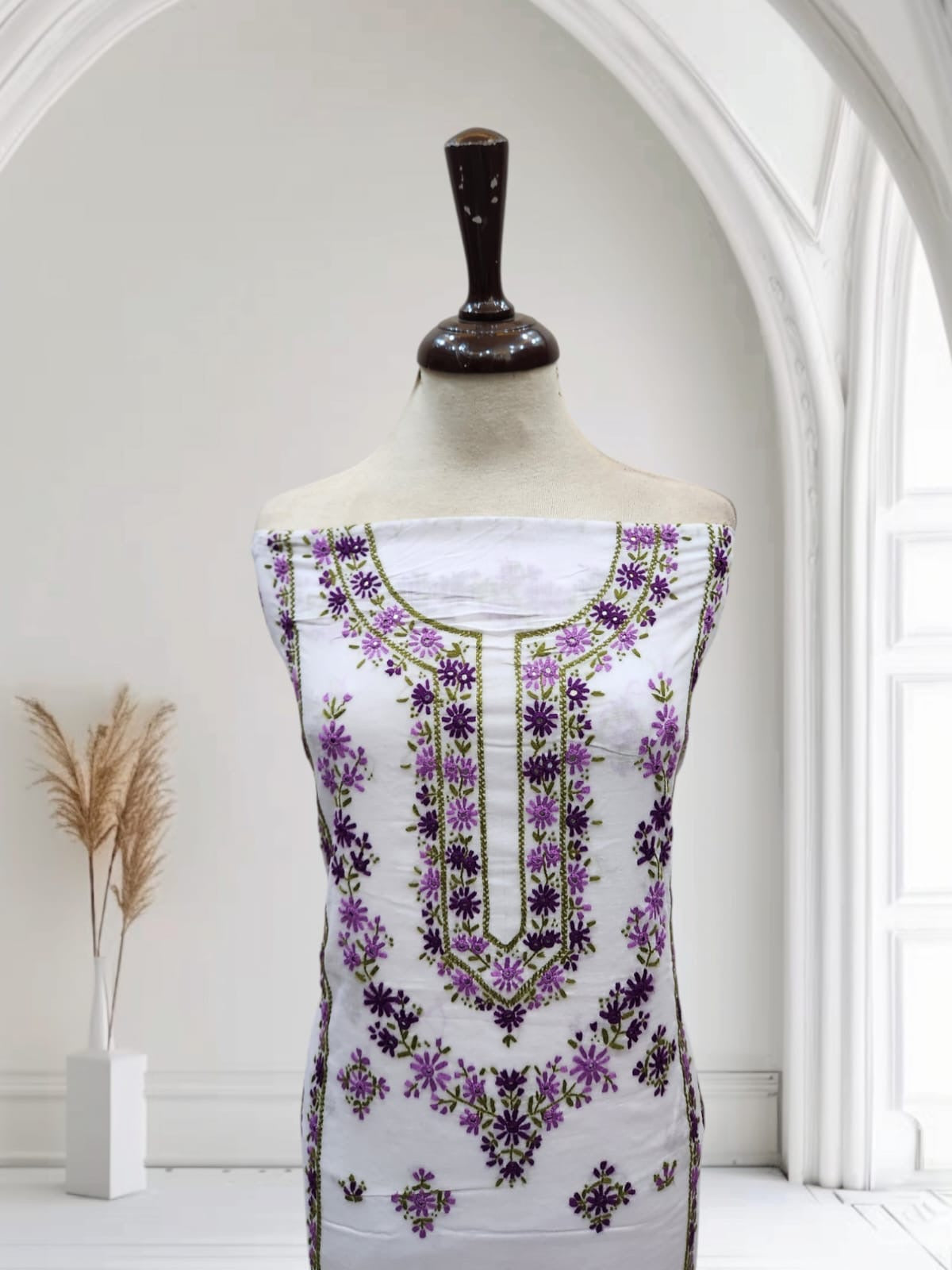 Pure lawn hand embroidered shirt