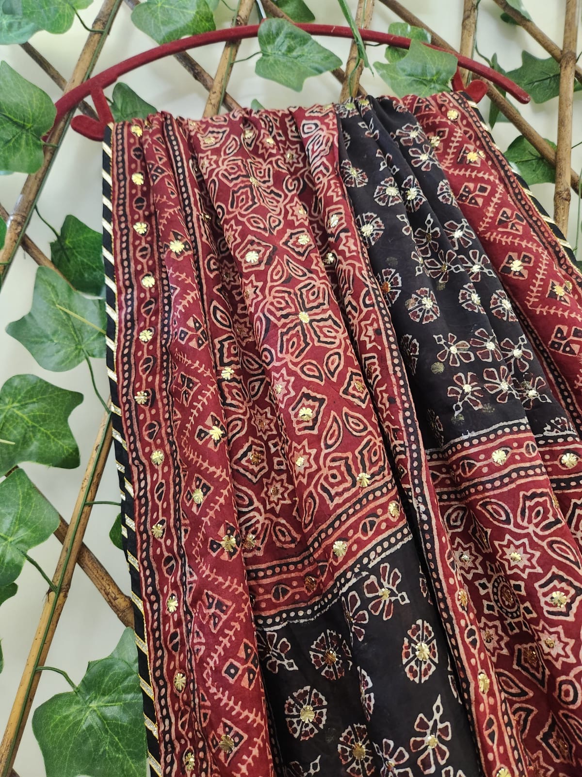 Silk Natural dyed with Mukesh Dupatta
