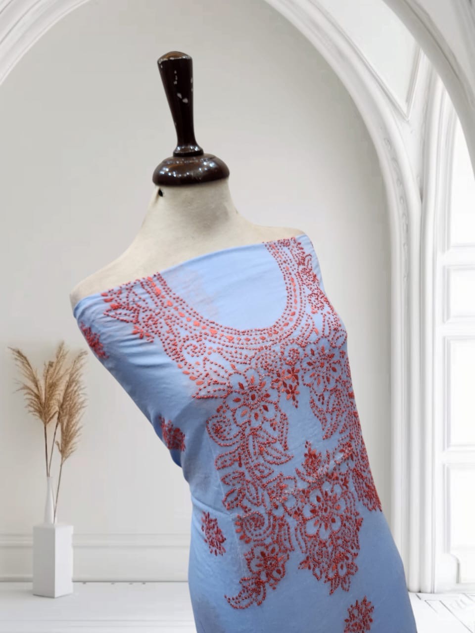 French knots lawn hand embroidered shirt