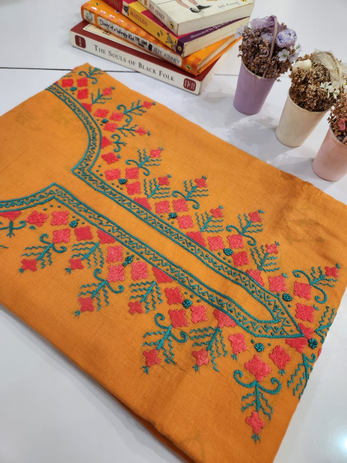 Basanti shade gull e sitta lawn hand embroidered shirt