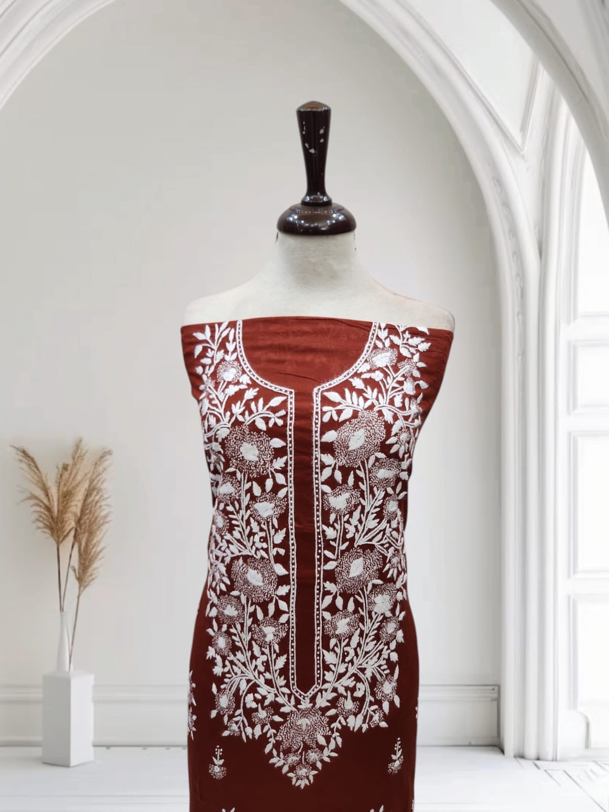 Kaccha tanka lawn hand embroidered shirt