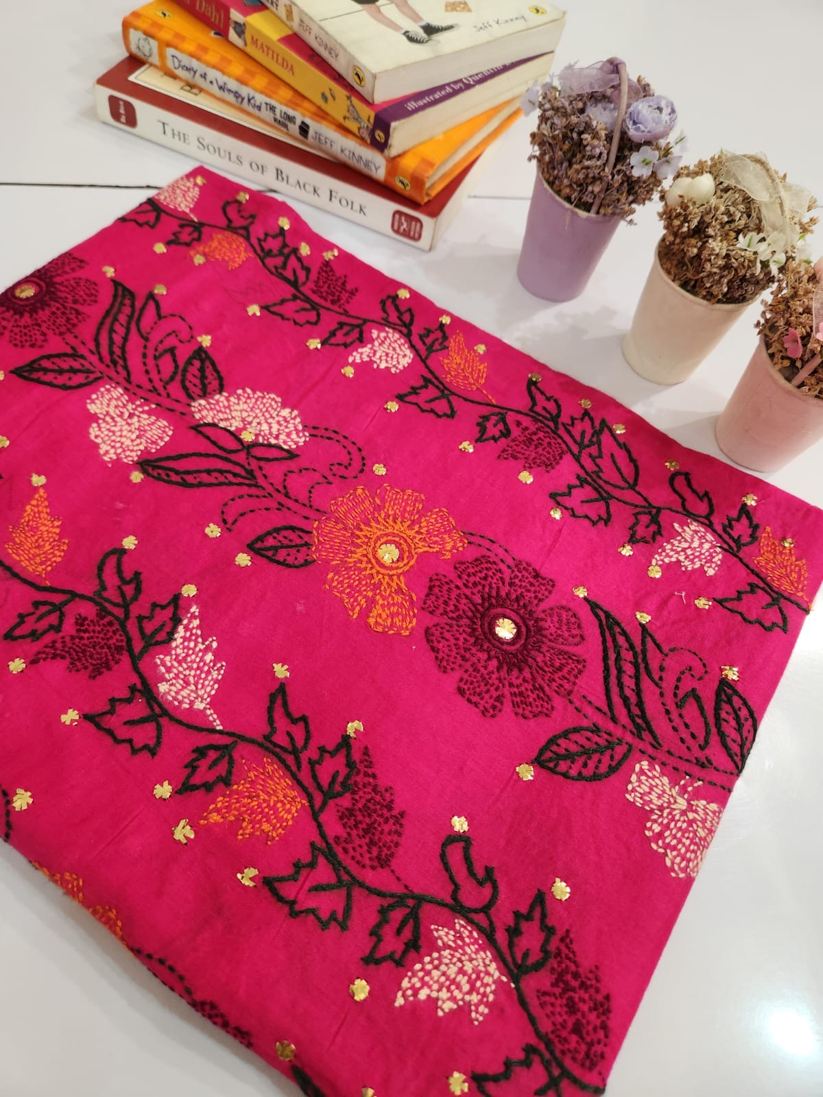 Kashmiri Jaal with mukesh hand embroidered shirt
