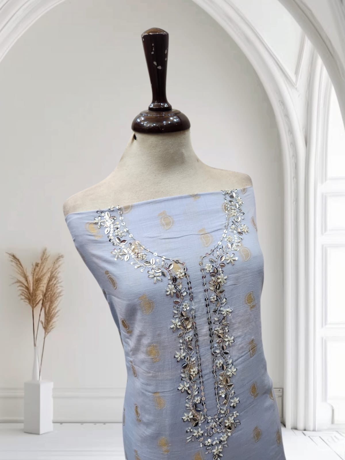 Jacquard adda work lawn shirt