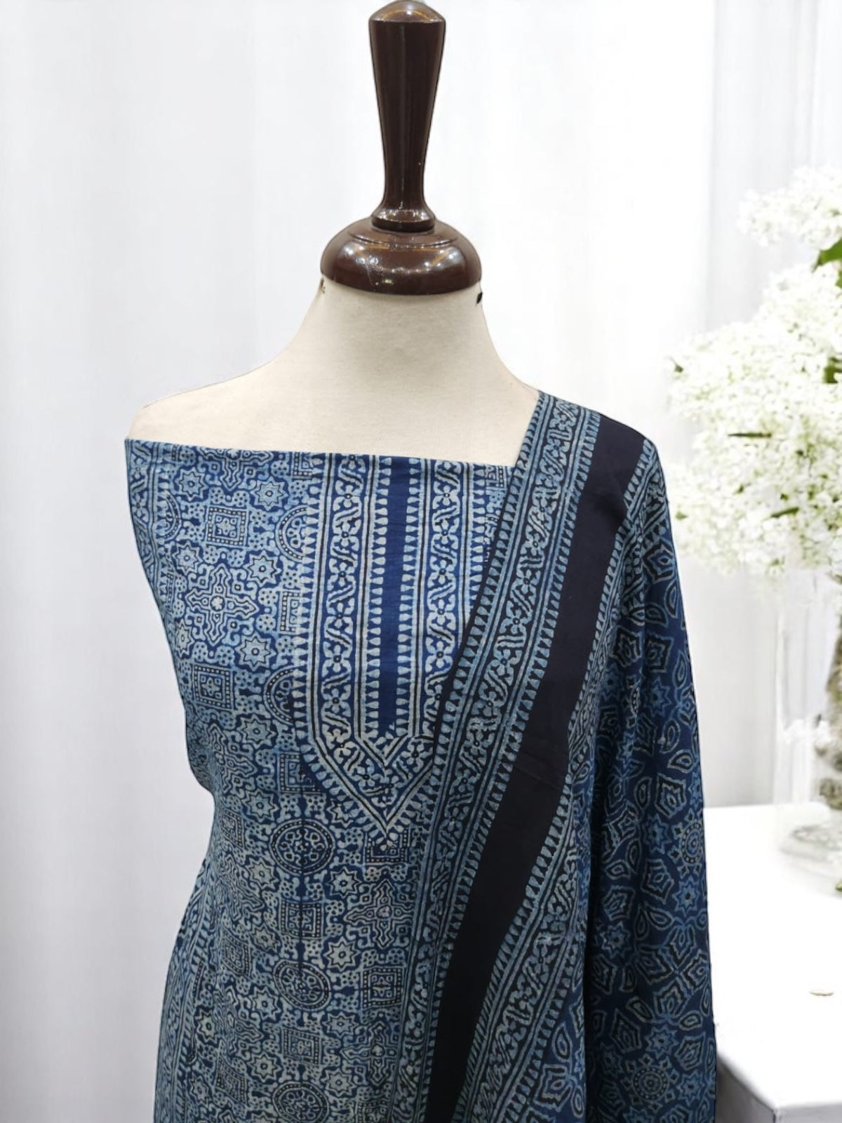 Neckline style Natural Dyed lawn 2pc Ajrak