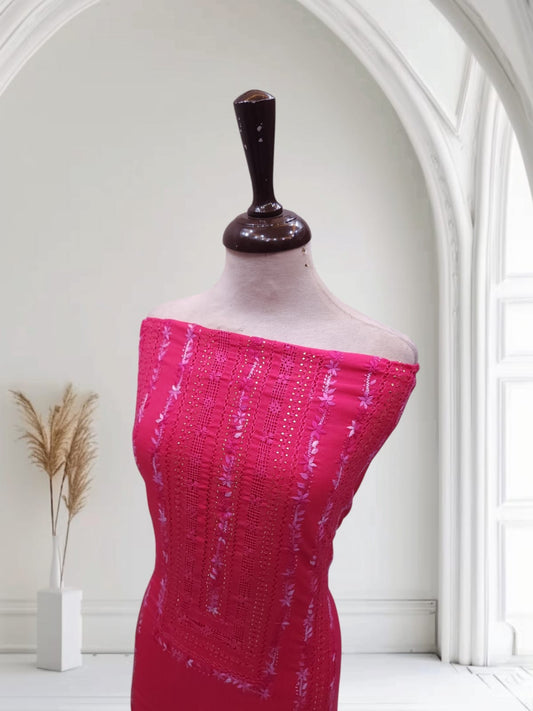 Marina 2pc Embroidered with Mukesh deep Hotpink