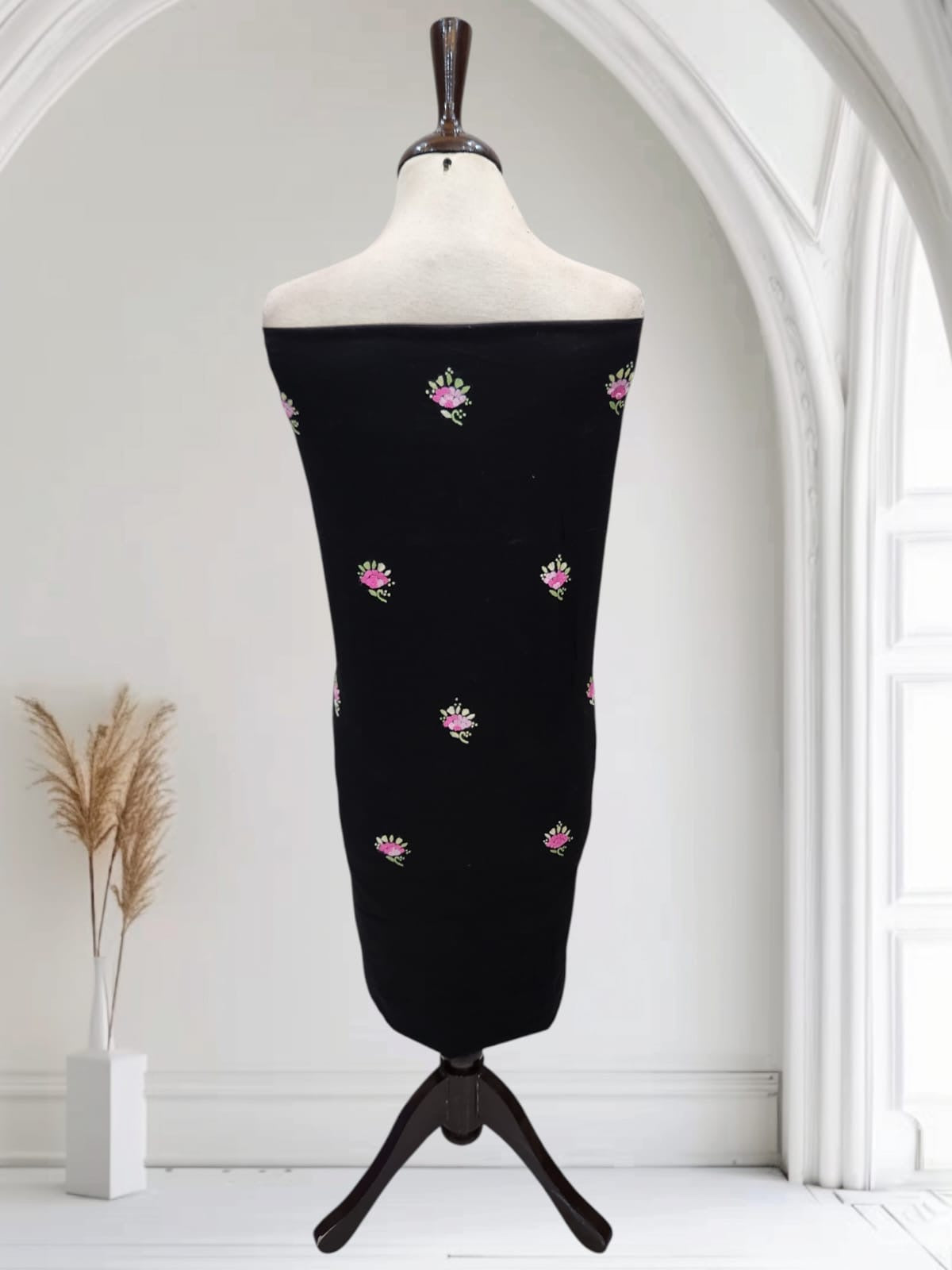 Beautiful black lawn hand embroidered shirt
