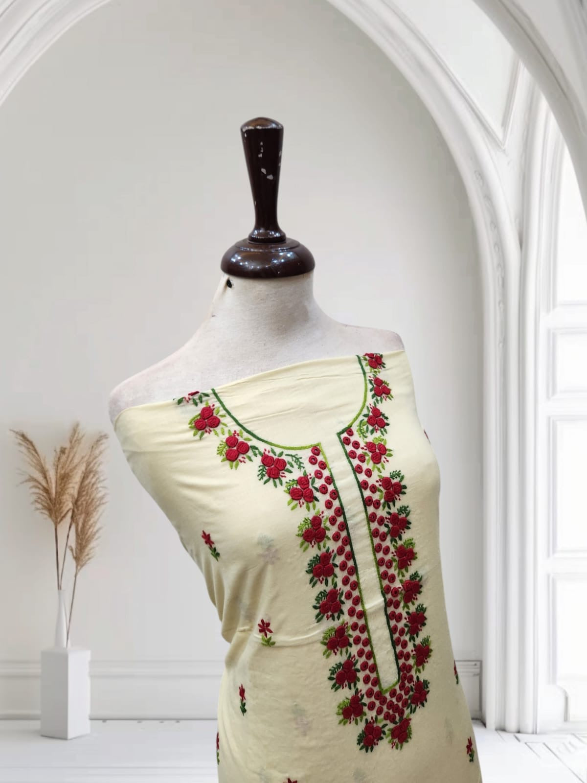 Rose 🥀 Tanka lawn hand embroidered shirt