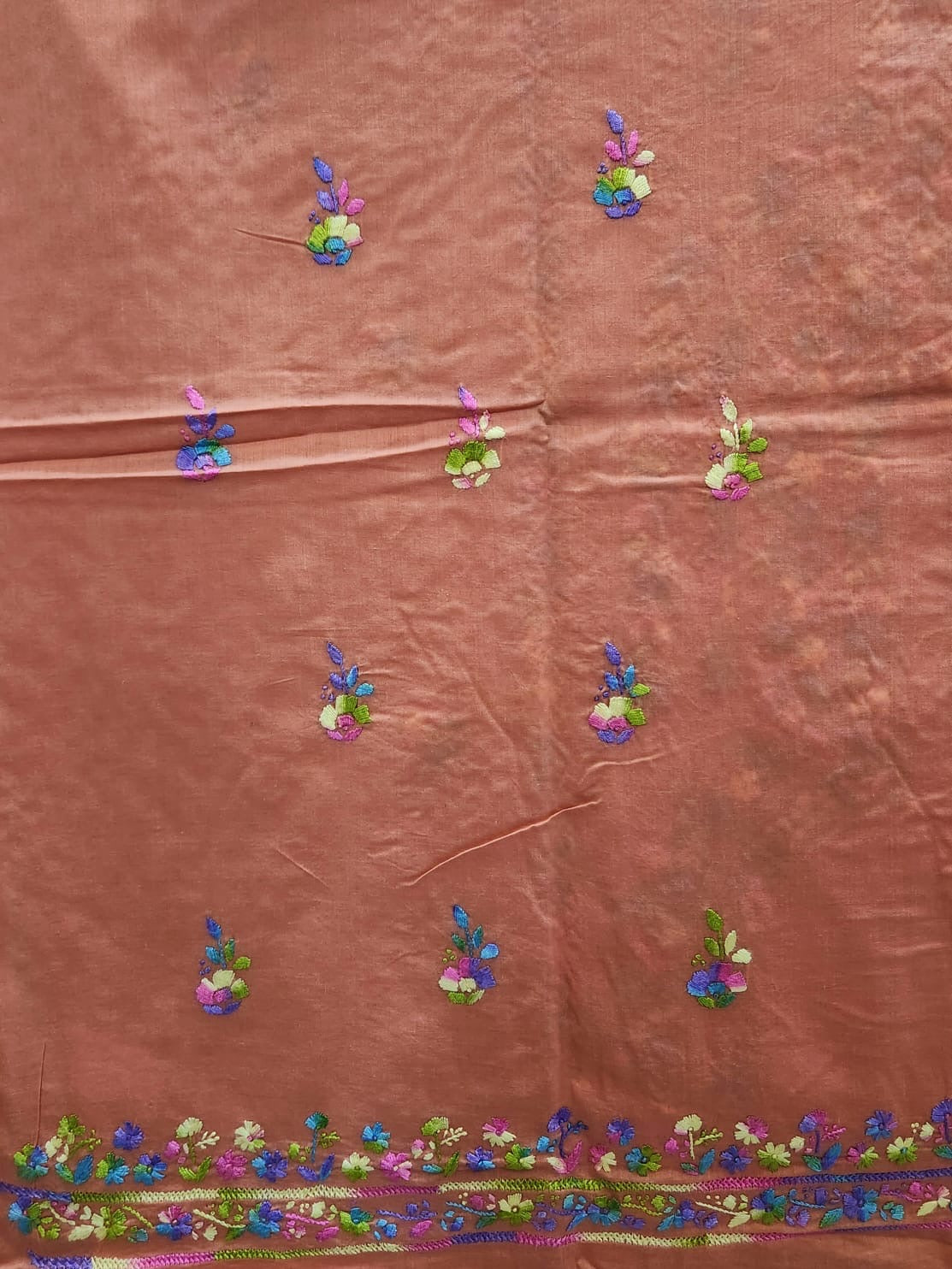 Tea pink lawn shirt hand Embroidered