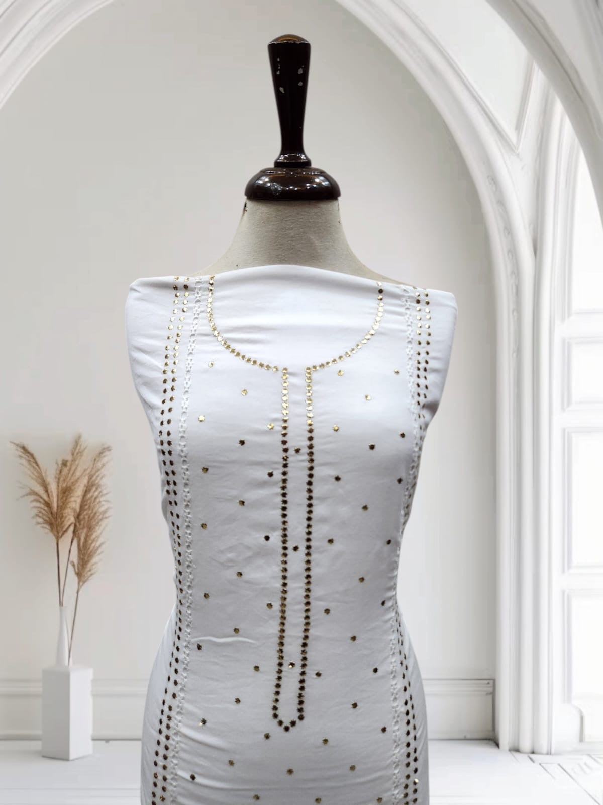 2pc White Marina Tarkshi with mukesh