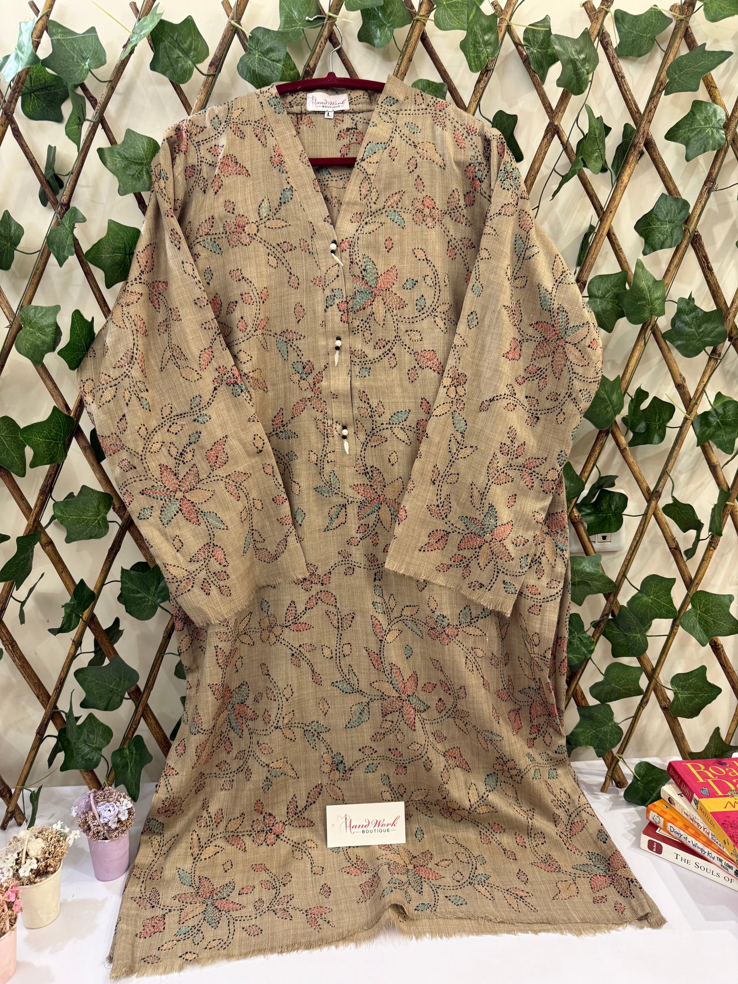 Heavy Embroidered Pashmina Kurta size Large