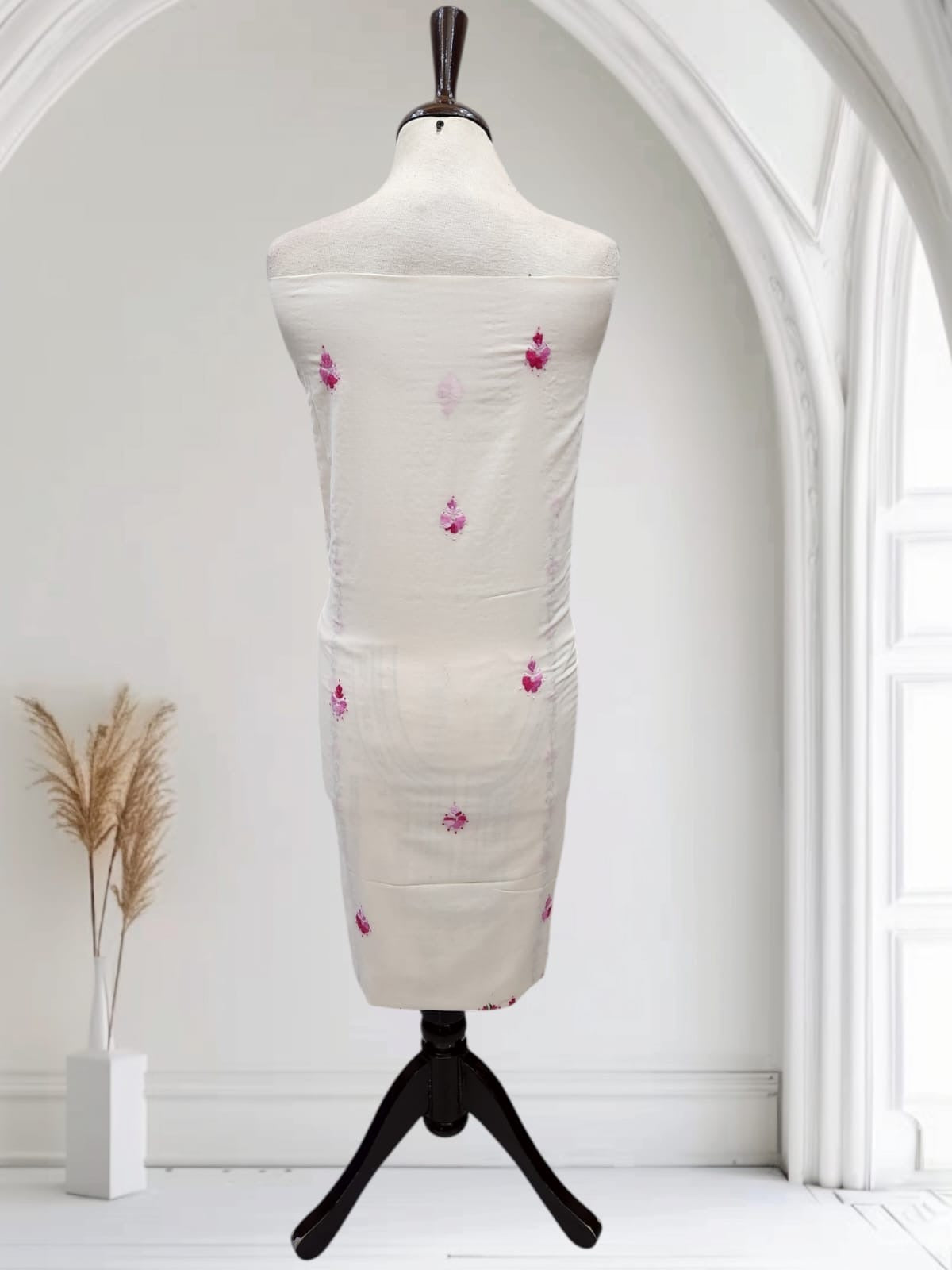 Baby pink heavy embroidered sleeves lawn shirt