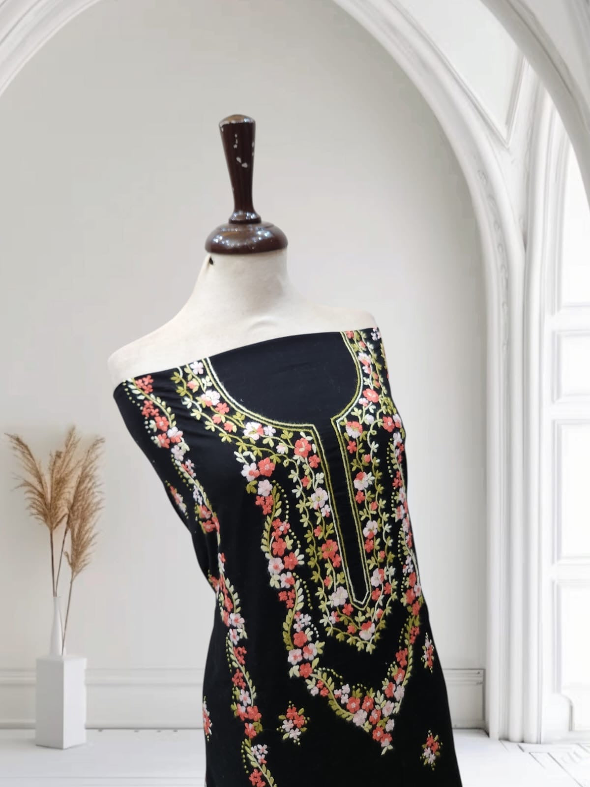 Black lawn hand embroidered shirt