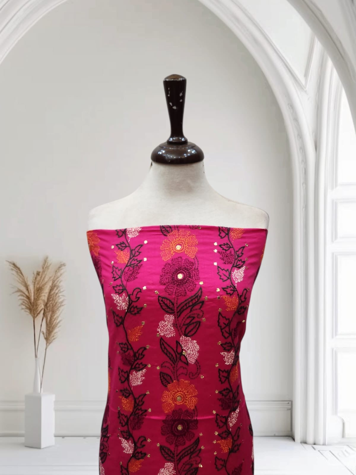 Kashmiri Jaal with mukesh hand embroidered shirt