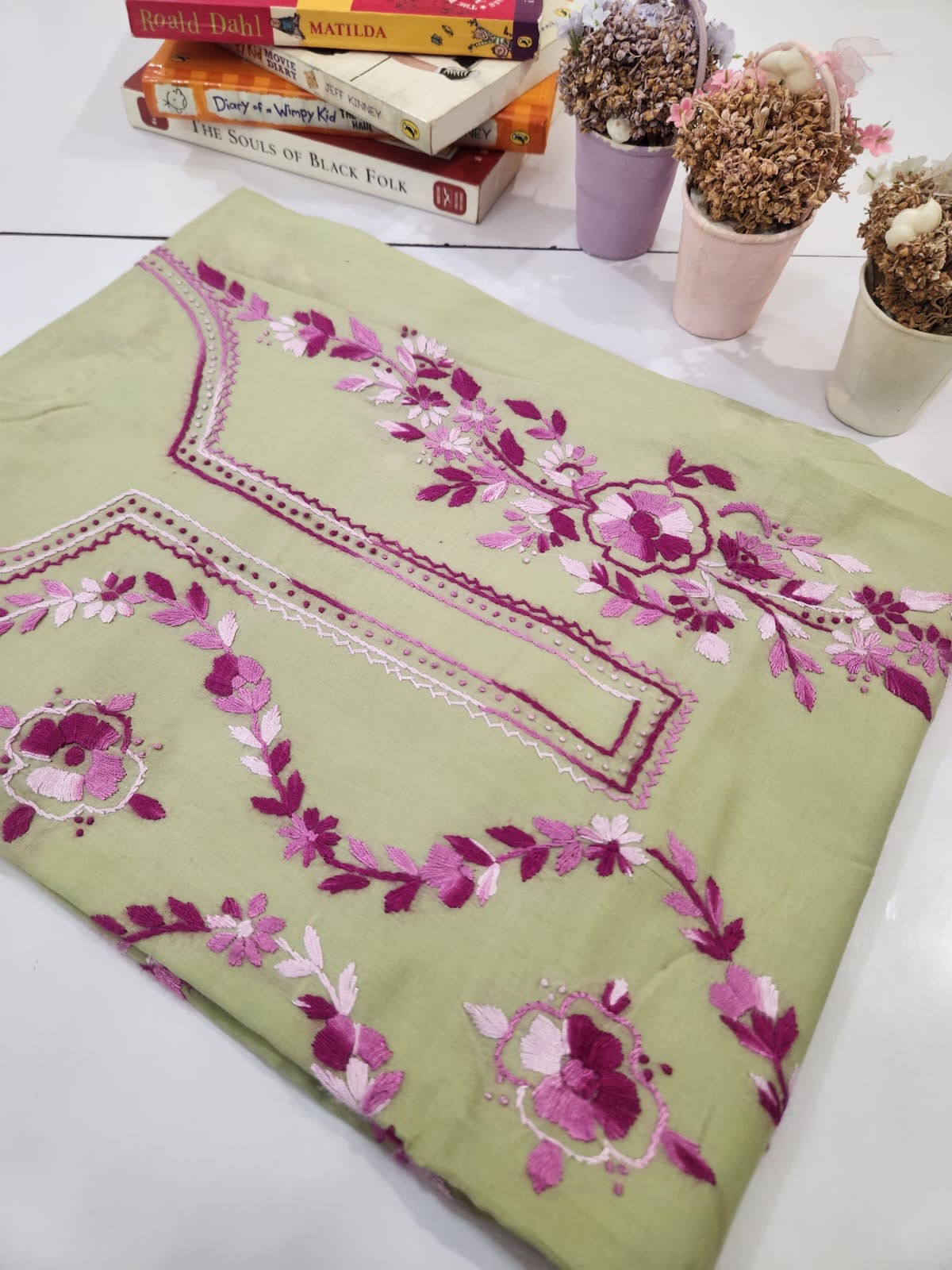 Economy budget lawn hand embroidered shirt
