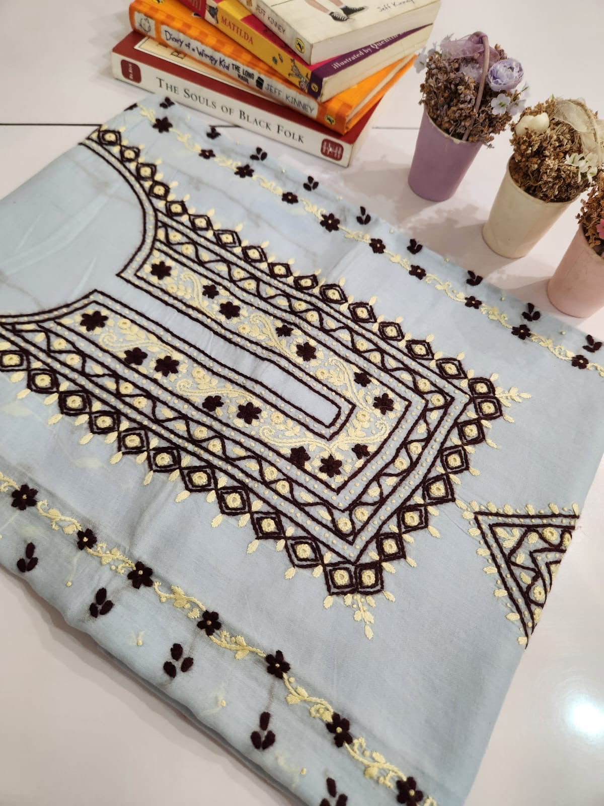 Hand embroidered lawn shirt