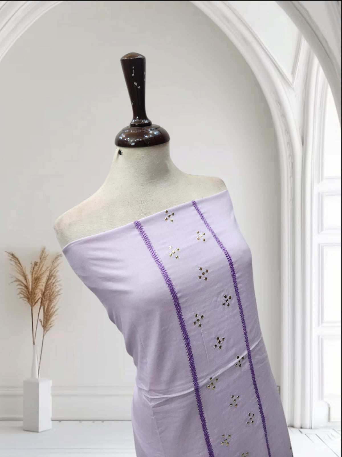 Lavender Tarkashi lawn mukesh shirt