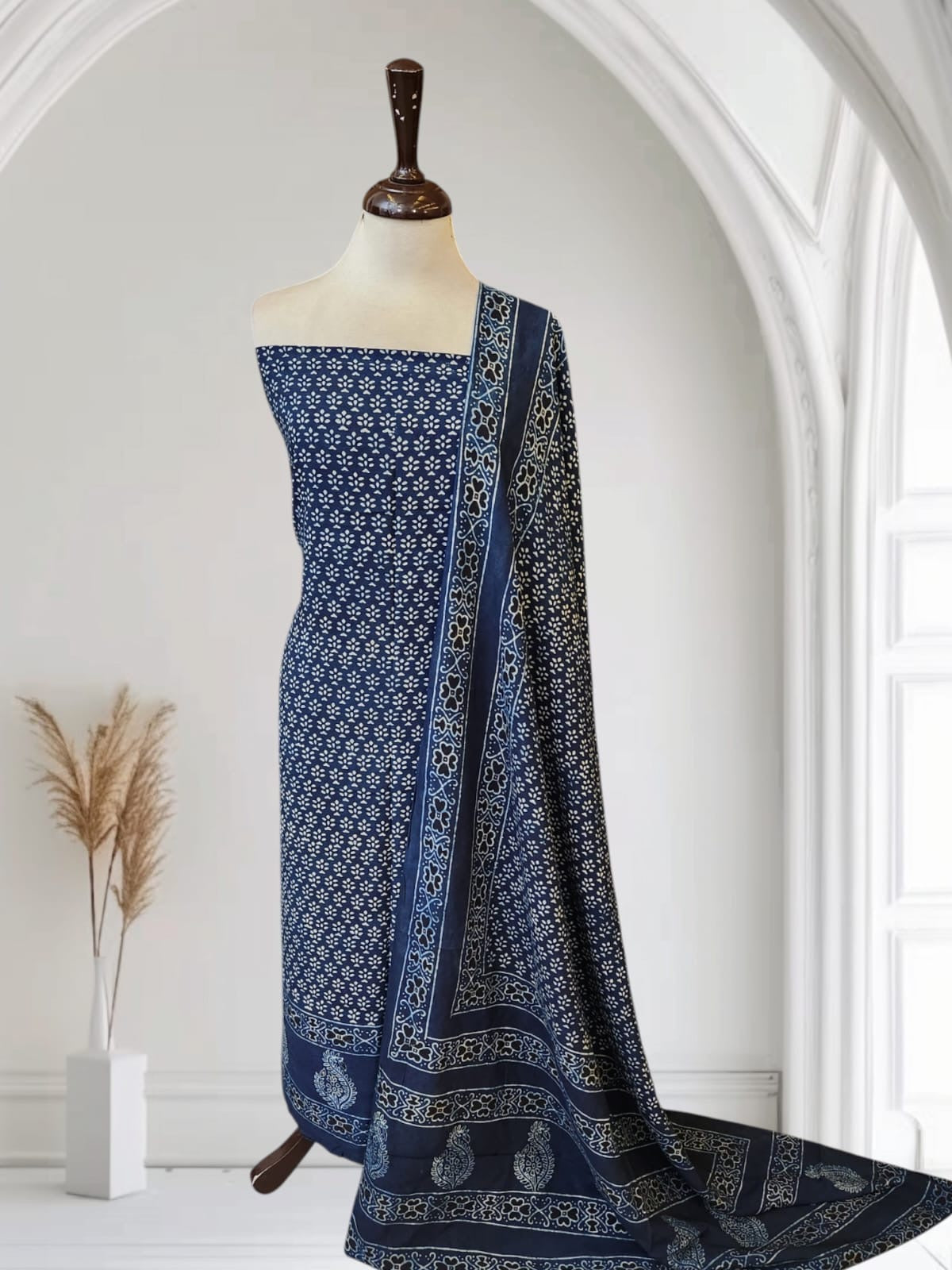 Linen natural dyed 2pc shirt dupatta
