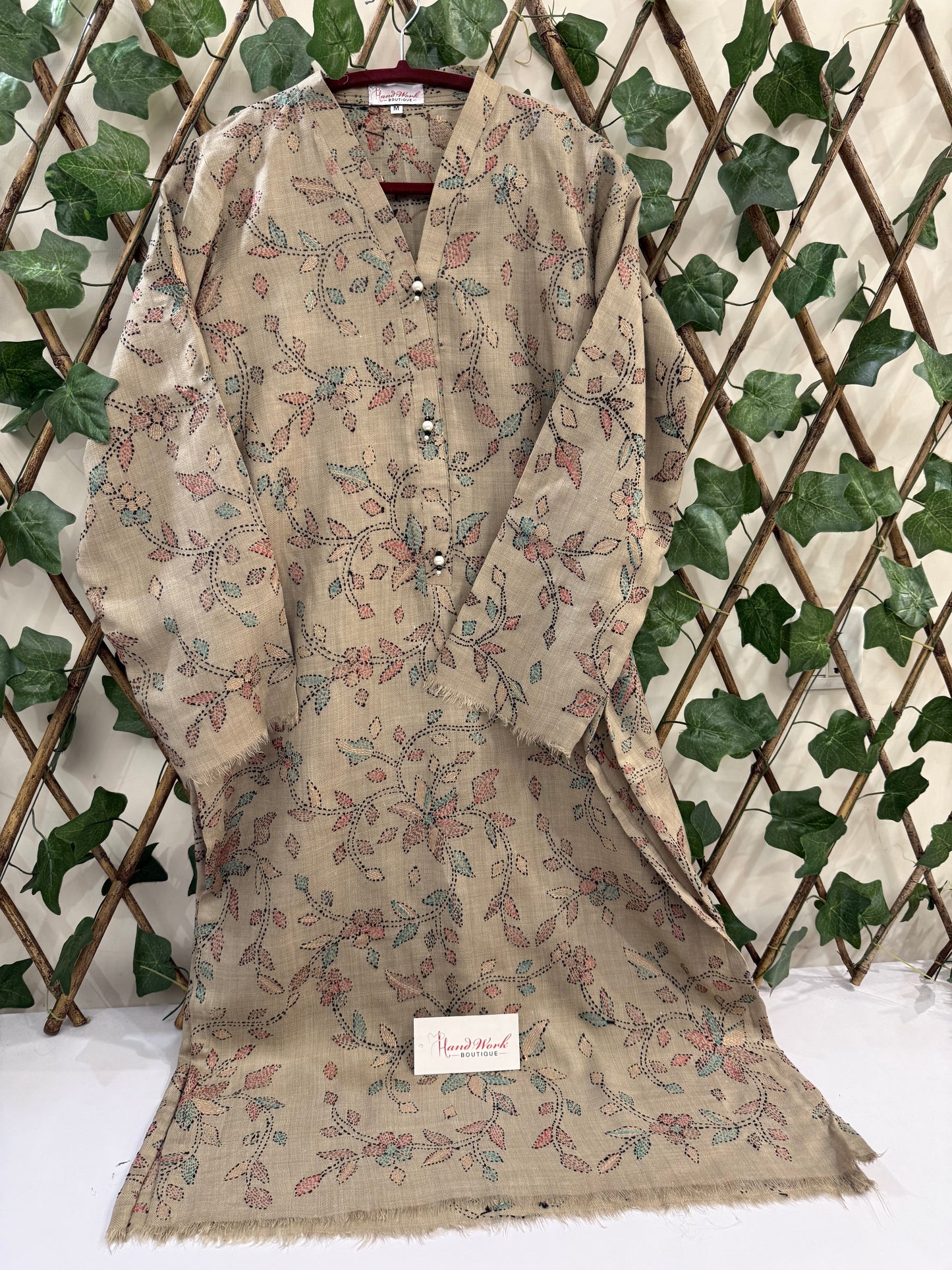 Pashmina kantha kurta size medium